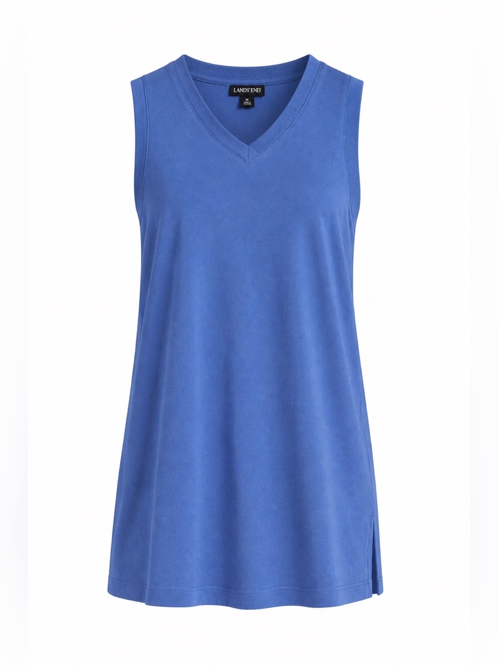 Lands End Blue V-Neck Sleeveless‎ 100% Cotton Tunic Top. Sz M